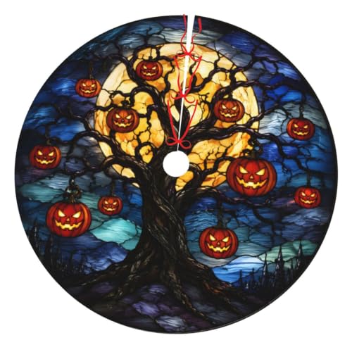 36-Inch Halloween Pumpkin Tree Skirt Fall Decor Carpet Mat for Xmas & Party
