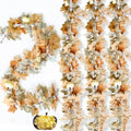 Fall Garland with Lights 4 Pack - Maple Leaves Pumpkin Berries Autumn Decor, 6Ft Each, Halloween Thanksgiving Christmas