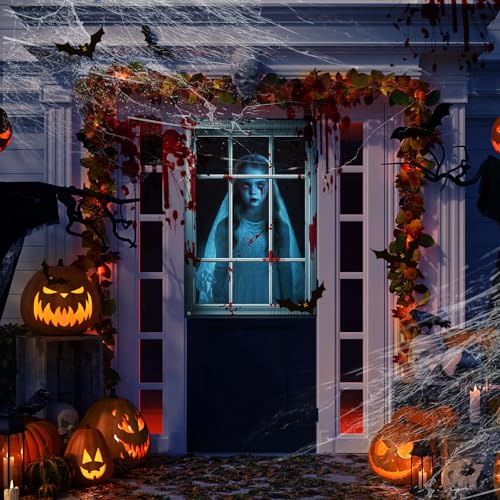 Halloween Ghost Window Curtains Set - Spooky Decor for Indoor & Outdoor Halloween