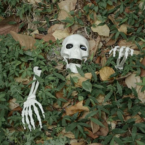 Halloween Zombie Skeleton Arm Stakes with Skull - 6 Pcs Outdoor Lawn Decorations