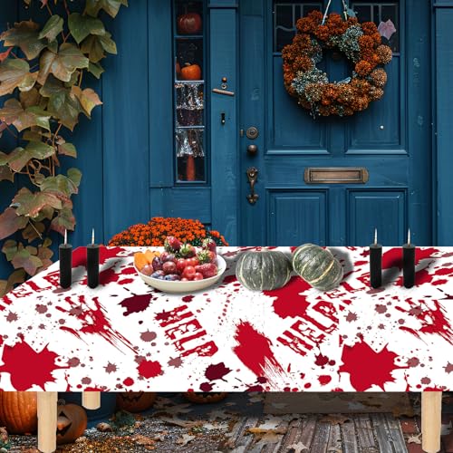 Blood Handprint Halloween Tablecloth - 54 x 108 Inch Rectangular Spillproof Decor