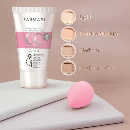 Farmasi Makeup cc Cream 9 in 1, 50 ml./1.7 fl.oz. (Light to Medium) And Farmasi Zen Mascara Extension Lash, 8 ml./0.27 fl.oz.