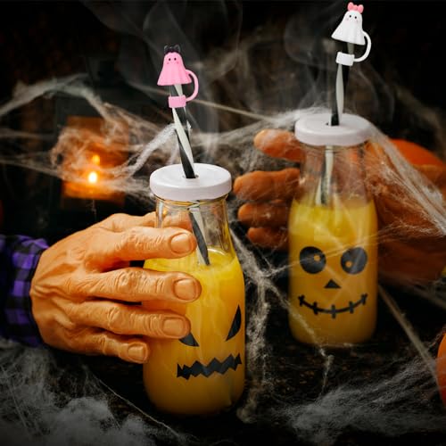 Halloween Ghost Straw Toppers 4 Pack for 30oz & 40oz Tumblers - Ghost 2 Variation