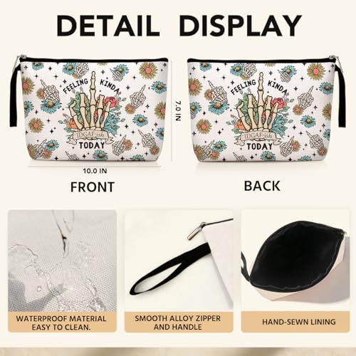 Funny Skeleton Makeup Bag - Multicolor 0983 Sarcastic Toiletry Bag for Women & Mom