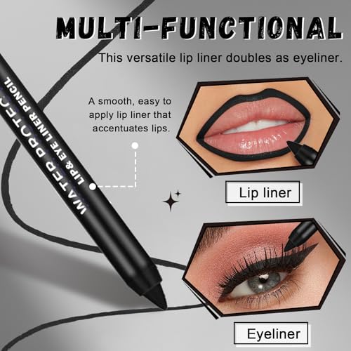 Black Lipstick and Lip Liner Set - Gothic Matte Lip Makeup - Variation: Black Lipstick + Lip Liner