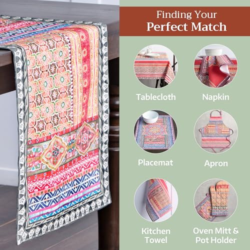 Maison d'Hermine Ispahan Table Runner 14.5 x 72 Inches - Cotton, Unique Watercolor Design