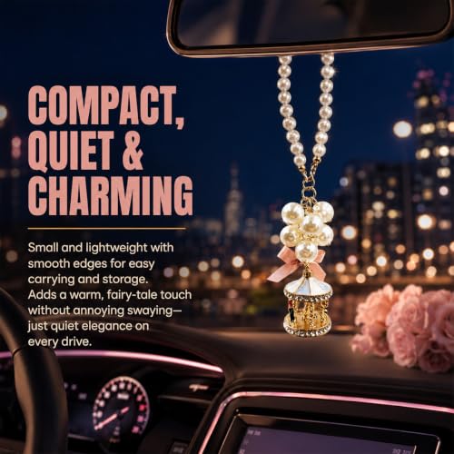 Girnfac BlueWhite Bling Rear View Mirror Hanging Ornament - Car Interior Decor
