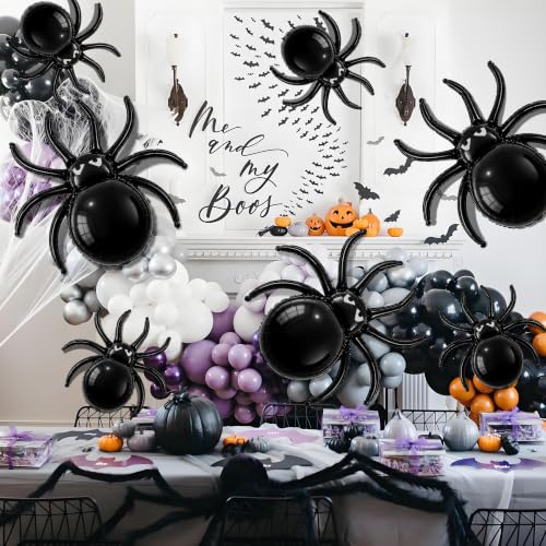 Halloween Spider Balloons Set - 7pcs Large & Small Foil Decorations