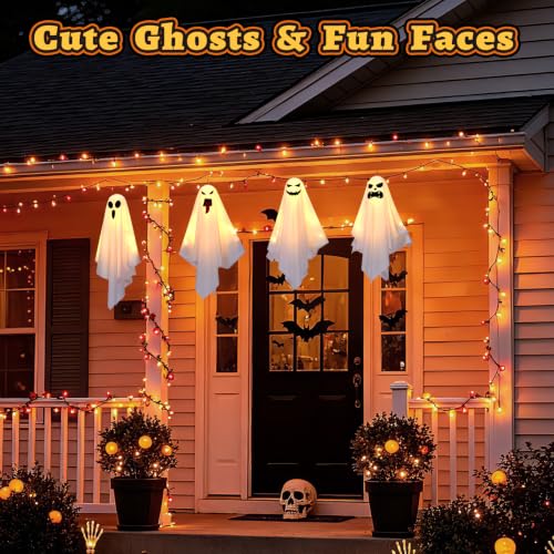 FIALAME Halloween Ghost Decorations Outdoor Indoor 4 Pack Warm Light-Up with DIY Arms