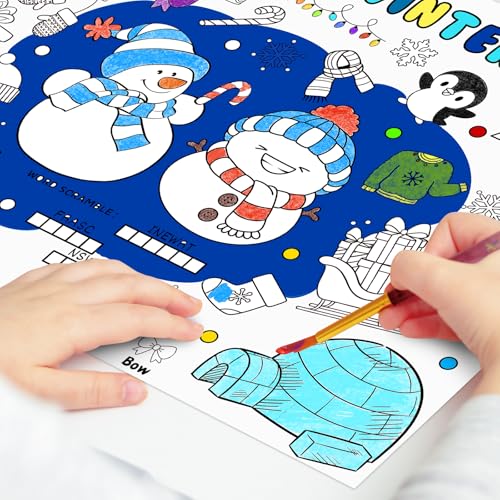 Winter Coloring Placemats for Kids - 45pcs Holiday Printable Table Mats