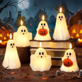 Halloween Ghost and Pumpkin Flameless Candles Set - Spooky LED Decor, 6 Pieces