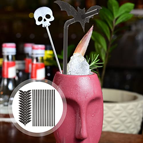 Halloween Bat Drink Straws Set - Reusable Plastic Party Accessories