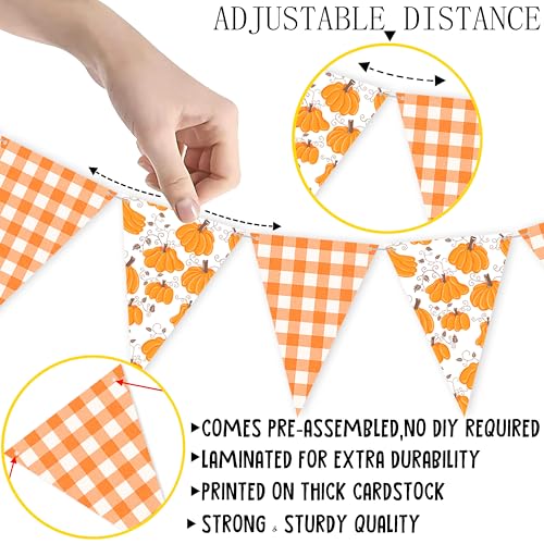 Pumpkin Themed Party Bunting Banner - Fall Triangle Flag Decor for Halloween & Thanksgiving