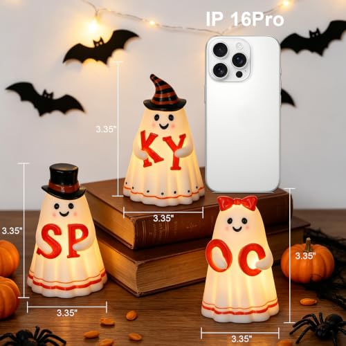 Wondise Spooky Ghost Halloween Flameless Candles with 6-Hour Timer - 2-Ghost Variation