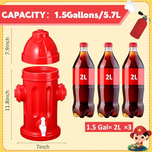 Fire Hydrant Drink Dispenser - 1.5 Gallon Beverage Container for Parties - Firefighter Theme - Variation of THIS listing