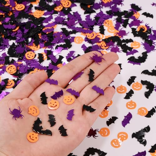 Halloween Party Table Scatter Confetti - Purple Black Bat Foil Decorations - 3000 Pcs