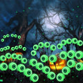 Solar Halloween Eyeball Lights - Waterproof Outdoor 12 LED Swirling Green Pathway Decor - 2 Pack