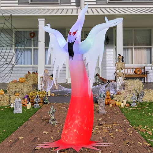 6 FT Tall Halloween Inflatable Ghost Yard Decor with Fire Flame Light
