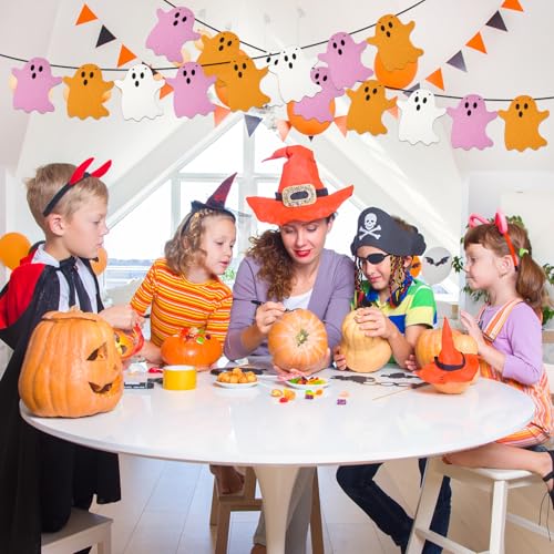Halloween Hanging Ghost Banners with Glitter Cardstock - 2 Pack 3m Length