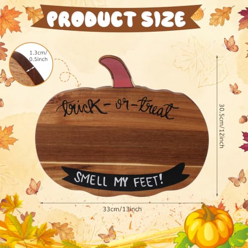 Baby Halloween Pumpkin Cutting Board with DIY Ghost Footprint & Colors - Fall Decor