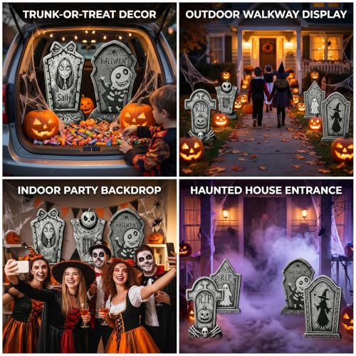 Halloween Tombstone Set - 16.5-Inch Spooky Yard Decor, 6-Pack