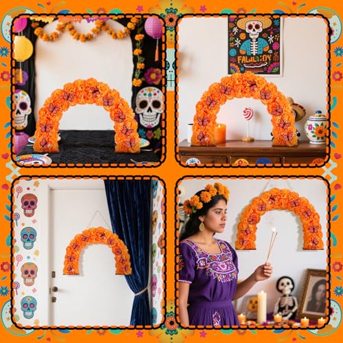 Marigold Arch Decor for Day of the Dead & Festive Celebrations - 14 Inch