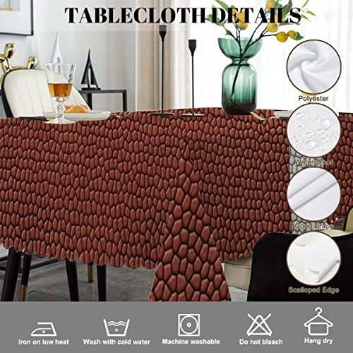 Football Tablecloth 52x70 Inch Rectangular Sports Game Leather Pattern Kitchen Decor - Brown