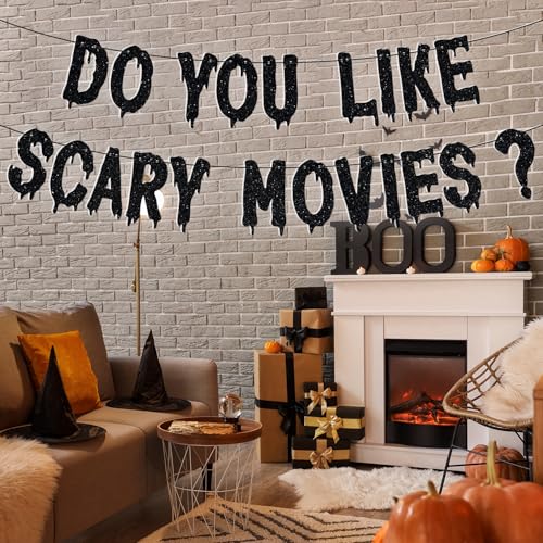 Scary Movie Night Banner Halloween Horror Party Decorations