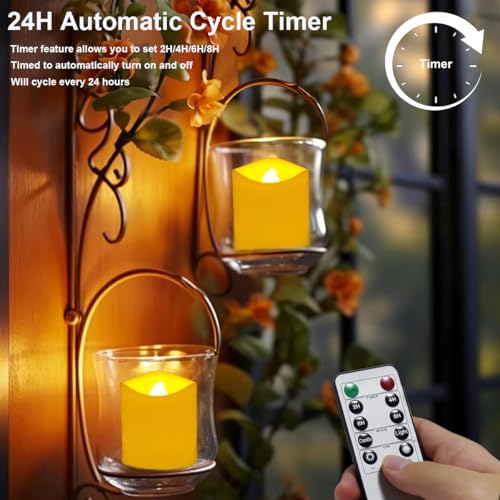Rechargeable Flameless LED Tea Lights with Remote & Timer - Warm White - 6 Pack