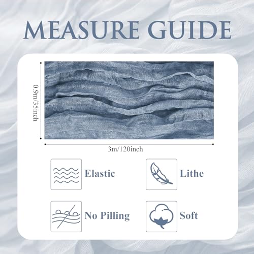 Dusty Blue Cheesecloth Table Runner 10FT 6 Pack Boho Gauze Linen for Weddings