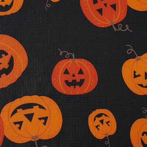 Halloween Vinyl Tablecloth 60x90 Inches Jack O Lantern PEVA Flannel Backing