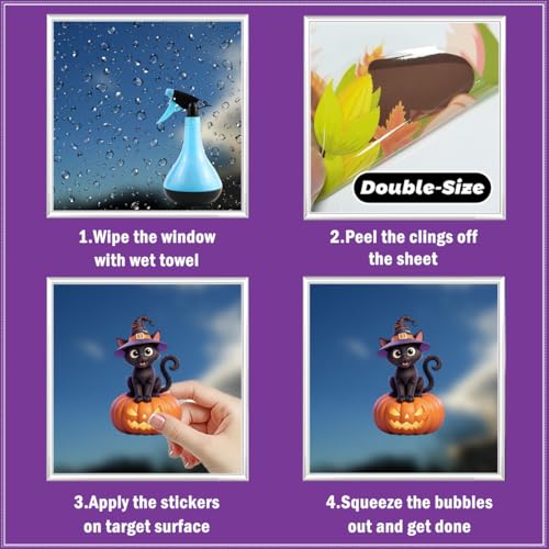 Halloween Window Stickers 9 Sheets Clings Decals - Indoor Outdoor Removable Decor - Variation I