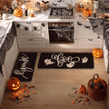 Halloween Spider Web Ghost Kitchen Mats Set of 2 - 17x29 & 17x47 Inch Black