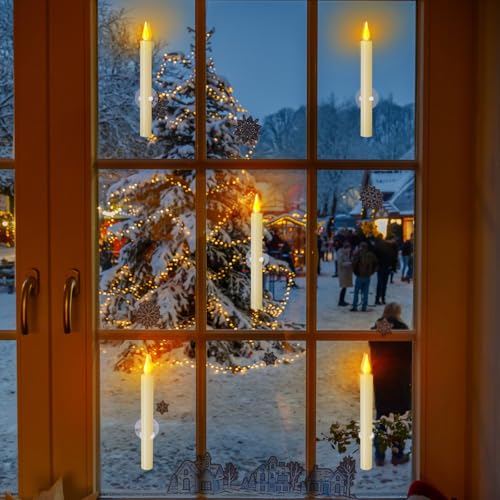 9 Pack Flameless Christmas Window Candles with Remote Timer & Magnetic Base