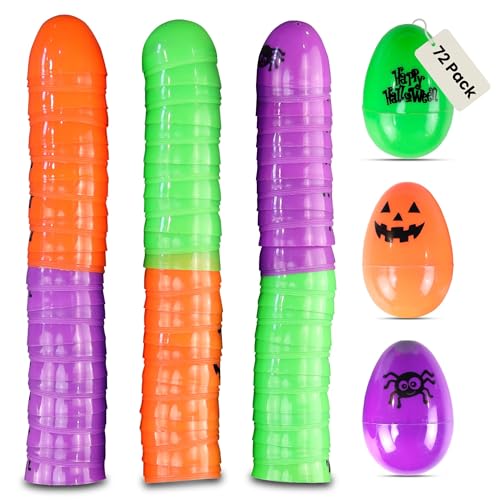 72-Pack Halloween Plastic Eggs Treat Containers for Party Decorations