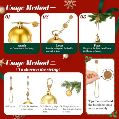 24 PCS Christmas Ornament Hooks - Non-Slip Heavy Duty Gold Hangers