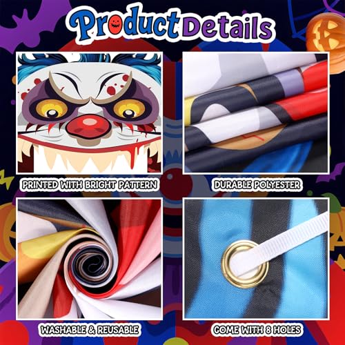 Halloween Creepy Clown Door Banner - Horror Scary Clown Backdrop for Party & Photo Booth