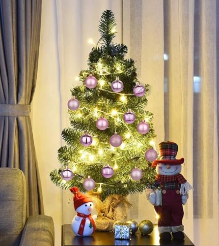 Bubblegun Pink Christmas Ornaments Set - 36 Mini Shatterproof Holiday Tree Balls
