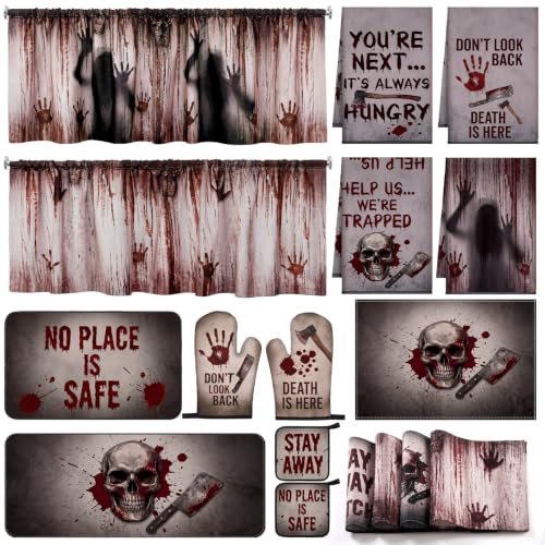 Halloween Kitchen Decor Set - Bloody Spooky Theme, 16 Pieces