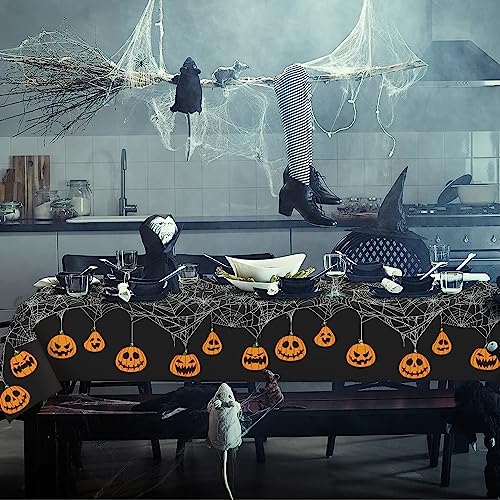 Halloween Tablecloth 60x84 Inch Rectangular Spooky Pumpkin Spider Web Washable Decor - Variation of THIS listing