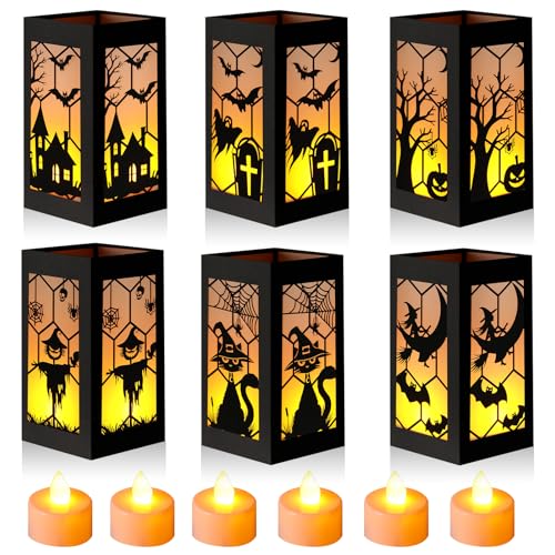 Halloween Lantern Table Decor Set - 12pcs Glowing Centerpieces with Yellow Light - Variation of THIS listing