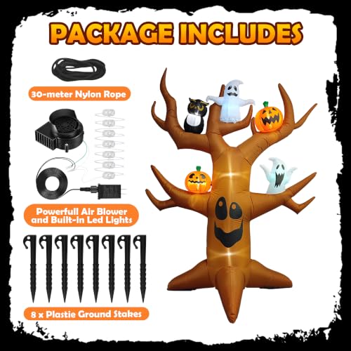 9ft Halloween Inflatable Ghost Tree with RGB LED Outdoor Yard Decoration