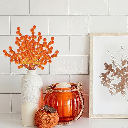 Artificial Berry Stems - Fall Holly Berries for Autumn & Thanksgiving Decor