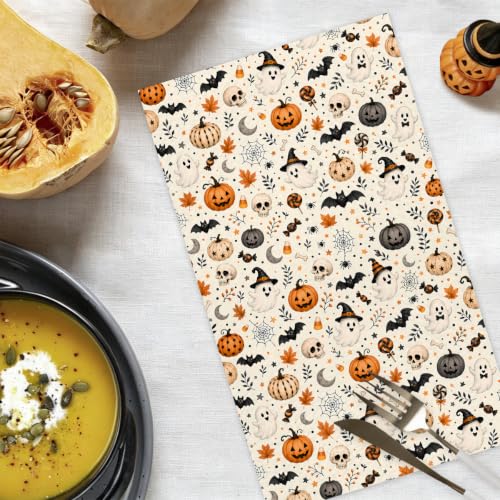 Halloween Kitchen Towels Set - Spooky Cream Dish Hand Towels, 2 Pack, Variation Towel37
