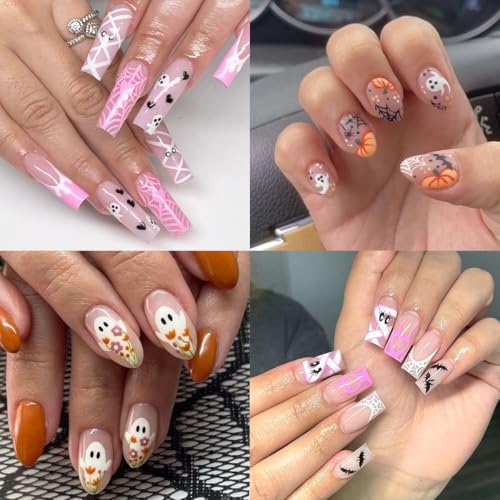 Halloween Nail Stickers 3 Sheets 5D Ghost Pumpkin Spider Web Mummy Skeleton Decals Variation of THIS listing