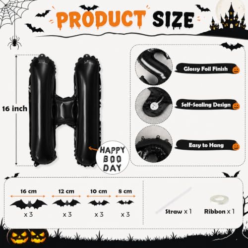 Halloween Balloon Set with Black Letter Balloon Hbd-Black - Birthday Decor