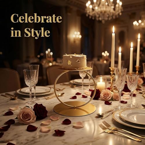 5.9 Inch Metal Cake Stand with Gold Finish - Elegant Dessert Display