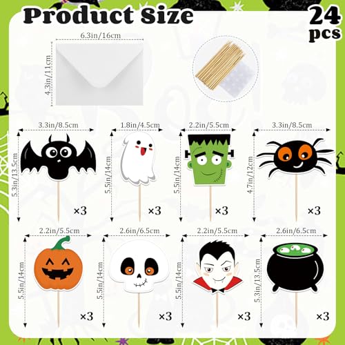 24 Pcs Halloween Cupcake Toppers Party Decorations Cake Decor Kids & Adults