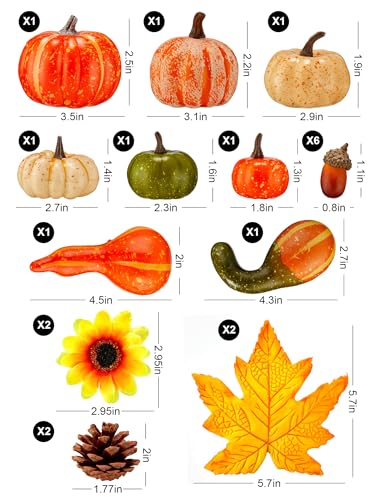 Fake Pumpkin Decor Set - Fall Holiday Halloween Thanksgiving Tabletop Crafts