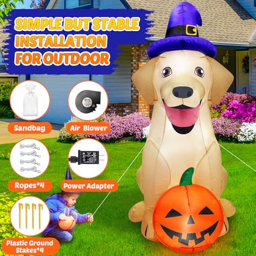 5Ft Halloween Inflatable Dog Decor with LED Light Outdoor Yard Decoration